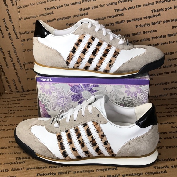 Dsquared2 Leather / Canvas Leppard Print Wm Shoes - Picture 3 of 8